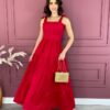 Vestido Longo sem Bojo com Amarração nas Alças Vermelho Fernanda Ramos Store