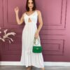 Vestido Midi com Bojo Branco com Abertura Alça Regulável Fernanda Ramos Store