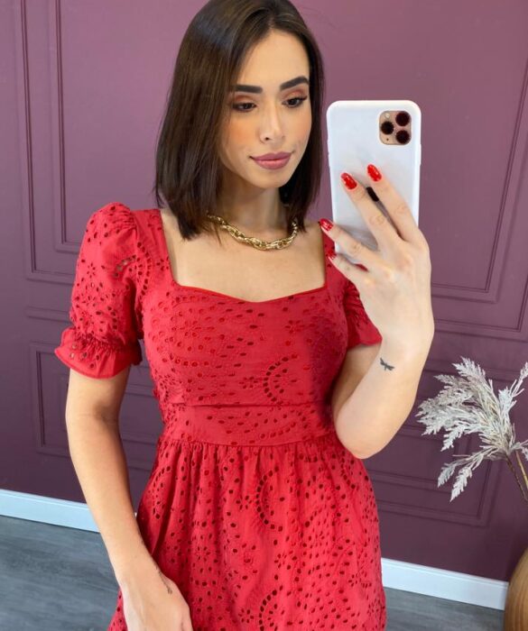 fernandaramosstore com br vestido midi sem bojo laise manga curta vermelho 2