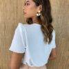 Blusa Crepe Feminina Manga Curta Off White - Fernanda Ramos Store