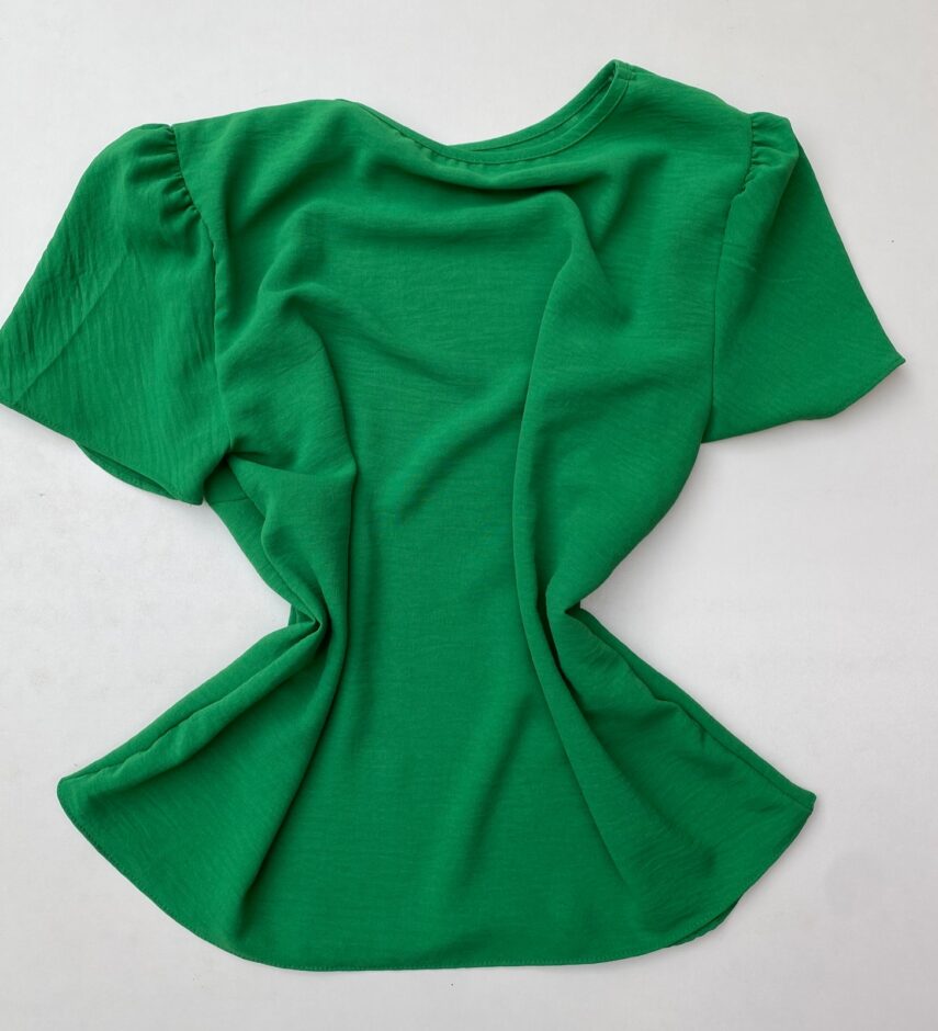 Blusa Crepe Feminina Manga Curta Verde - Fernanda Ramos Store
