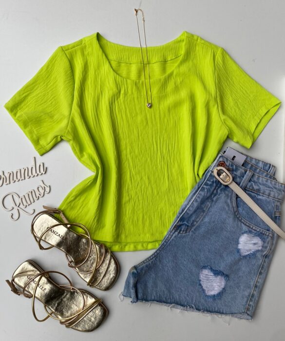 fernandaramosstore com br blusa feminina manga curta verde lima