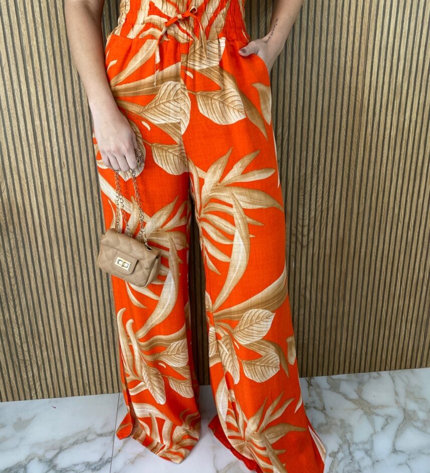 fernandaramosstore com br calca feminina pantalona estampada fundo laranja