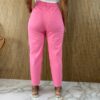 Calça Feminina Sarja com Bolsos Amarração e Elastano Rosa - Fernanda Ramos Store