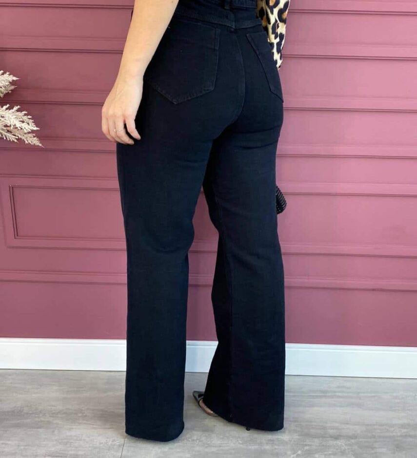 Calça Jeans Feminina Wide Leg Black - Fernanda Ramos Store