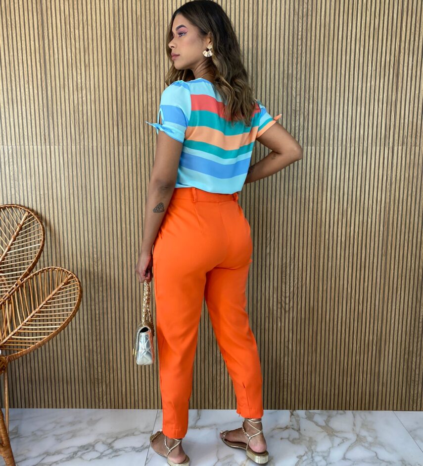 Calça Social Feminina Skinny Laranja - Fernanda Ramos Store
