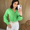 fernandaramosstore com br camisa feminina manga em longa com detalhes verde menta