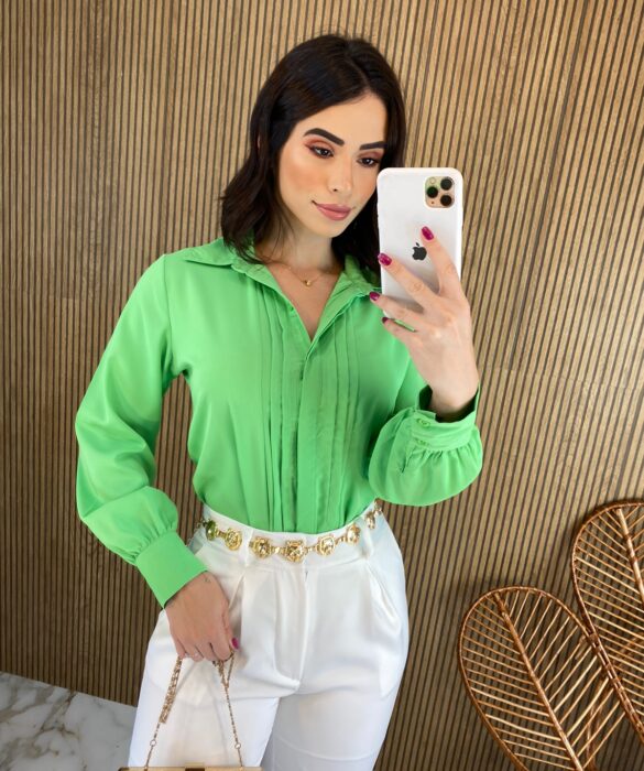 fernandaramosstore com br camisa feminina manga em longa com detalhes verde menta