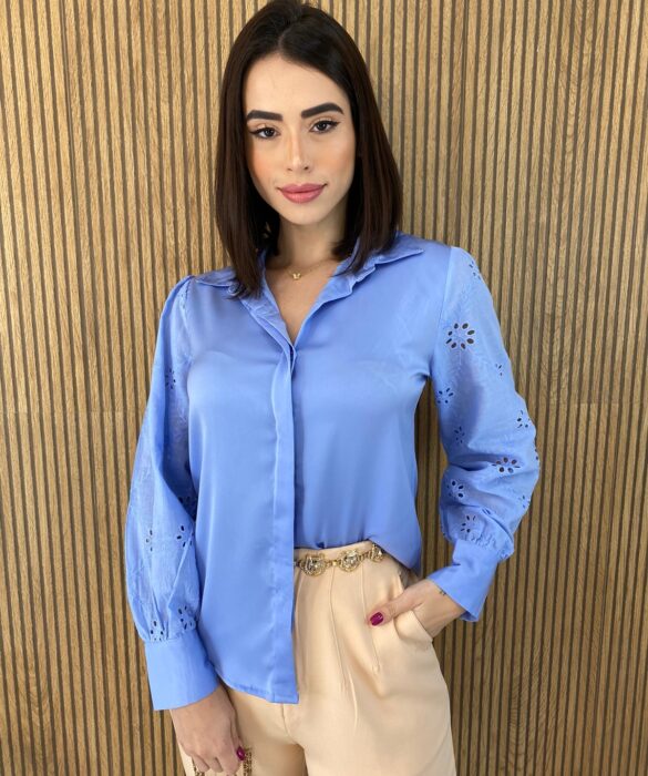 fernandaramosstore com br camisa feminina tecido seda manga em laise azul 1