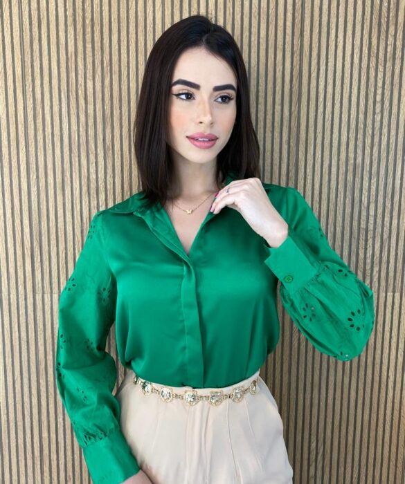 fernandaramosstore com br camisa feminina tecido seda manga em laise verde