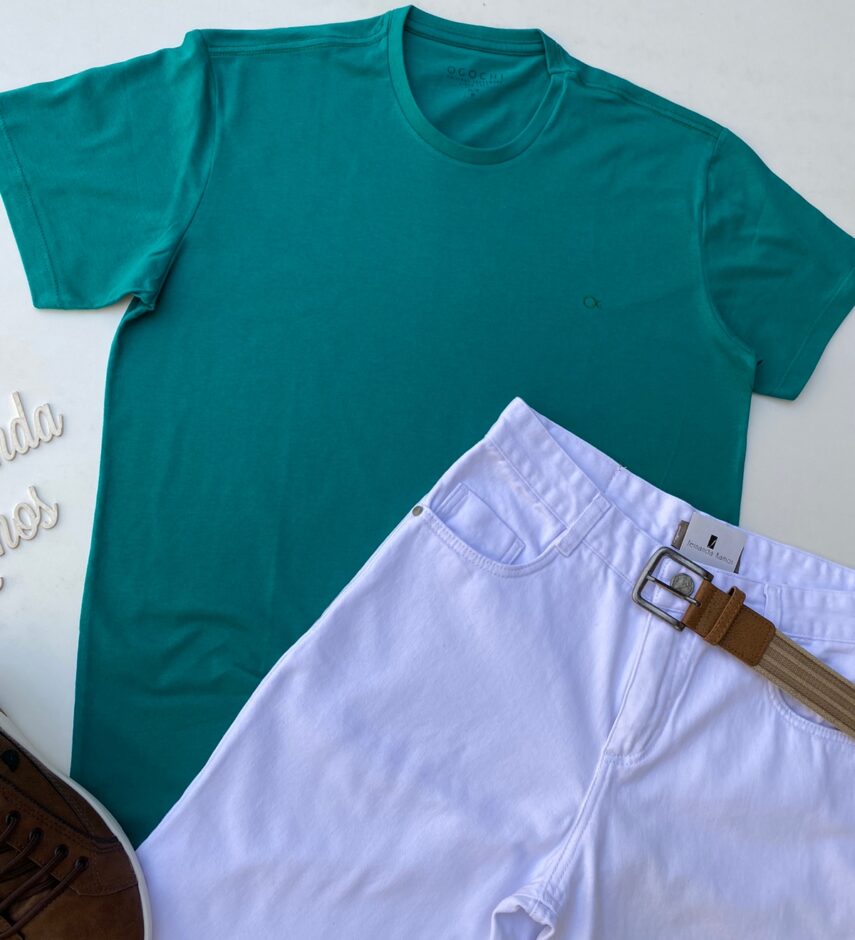 Camiseta Masculina Ogochi Básica Verde Água - Fernanda Ramos Store