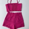 fernandaramosstore com br conjunto feminino cropped sem bojo short com pregas fucsia 1