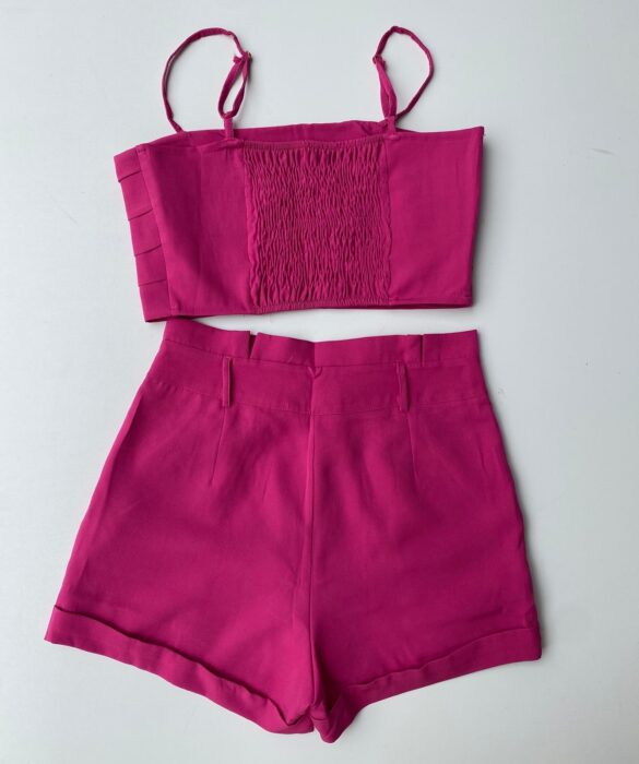 fernandaramosstore com br conjunto feminino cropped sem bojo short com pregas fucsia 1