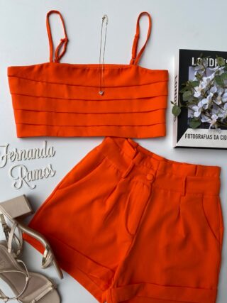 fernandaramosstore com br conjunto feminino cropped sem bojo short com pregas laranja 2