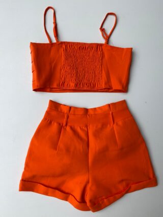 fernandaramosstore com br conjunto feminino cropped sem bojo short com pregas laranja