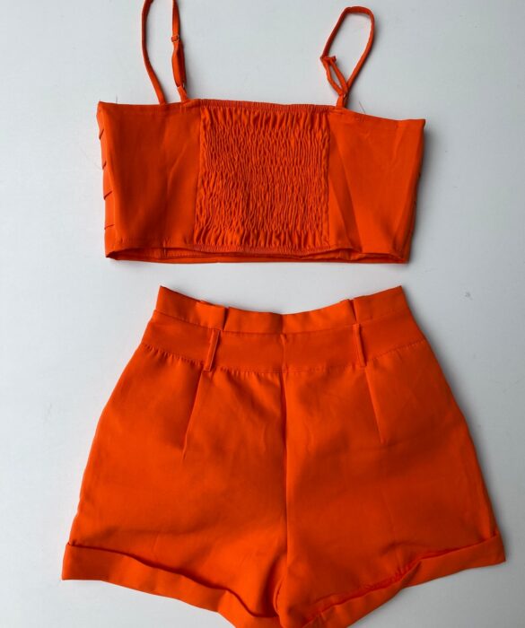 fernandaramosstore com br conjunto feminino cropped sem bojo short com pregas laranja