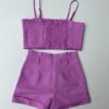 fernandaramosstore com br conjunto feminino cropped sem bojo short com pregas lilas