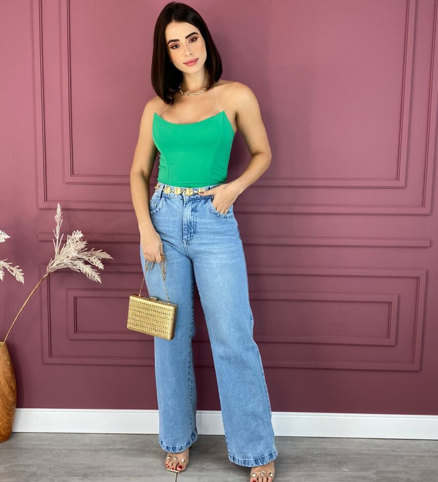 Cropped Corset com Bojo Tomara que Caia Verde - Fernanda Ramos Store