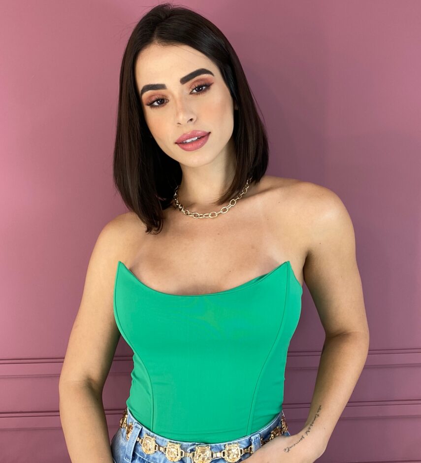 Cropped Corset com Bojo Tomara que Caia Verde - Fernanda Ramos Store