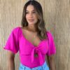 Cropped Feminino com Bojo Amarração no Decote Fúcsia - Fernanda Ramos Store