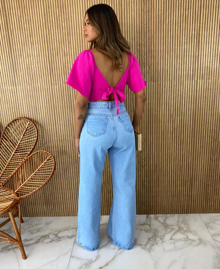 Cropped Feminino com Bojo Amarração no Decote Fúcsia - Fernanda Ramos Store