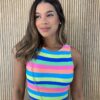 Cropped Feminino com Bojo Arco Iris - Fernanda Ramos Store