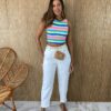 Cropped Feminino com Bojo Arco Iris - Fernanda Ramos Store