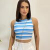 Cropped Feminino com Bojo de Tons de Azul Fernanda Ramos Store