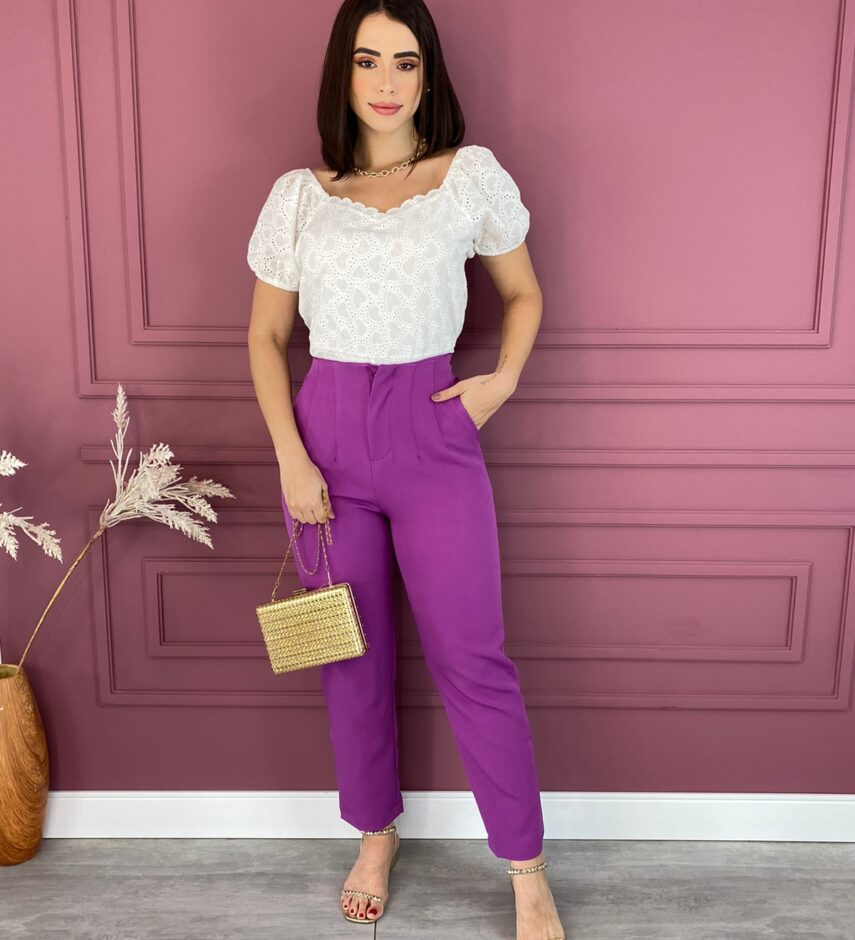 Cropped Feminino Manga Curta Laise sem Bojo Branca - Fernanda Ramos Store