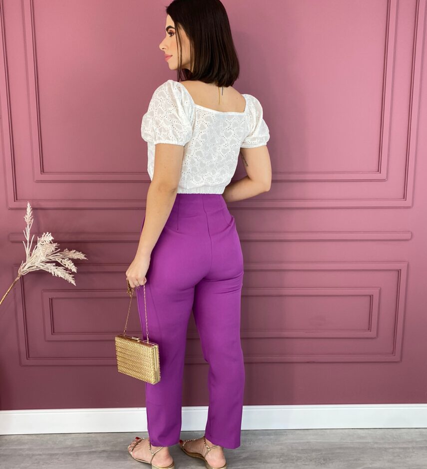 Cropped Feminino Manga Curta Laise sem Bojo Branca - Fernanda Ramos Store