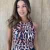 Cropped Feminino Regata sem Bojo Básico Animal Print Fernanda ramos store