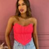 Cropped Feminino Tomara que Caia Rosa Neon - Fernanda Ramos Store