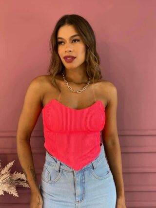 Cropped Feminino Tomara que Caia Rosa Neon - Fernanda Ramos Store