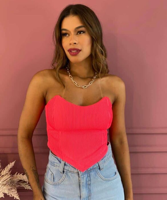 Cropped Feminino Tomara que Caia Rosa Neon - Fernanda Ramos Store