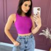 cropped regata feminino com bojo fucsia Fernanda ramos store