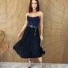 saia midi plissada lurex preto fernanda ramos store