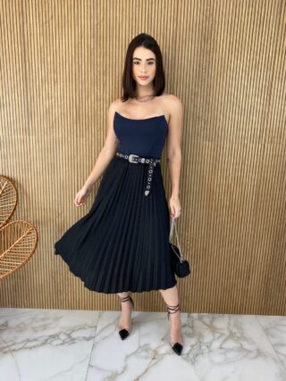 saia midi plissada lurex preto fernanda ramos store