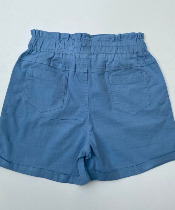 fernandaramosstore com br short feminino com elastico na cintura e amarracao e botoes azul 2