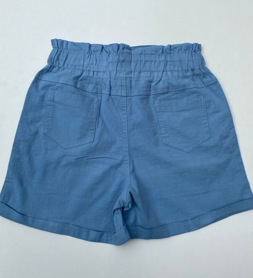 fernandaramosstore com br short feminino com elastico na cintura e amarracao e botoes azul 2