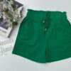 short feminino com elástico na cintura e amarracao e botoes verde Fernanda ramos store