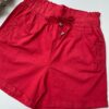 Short Feminino com Elástico na Cintura e Amarração e Botões Vermelho - Fernanda Ramos Store