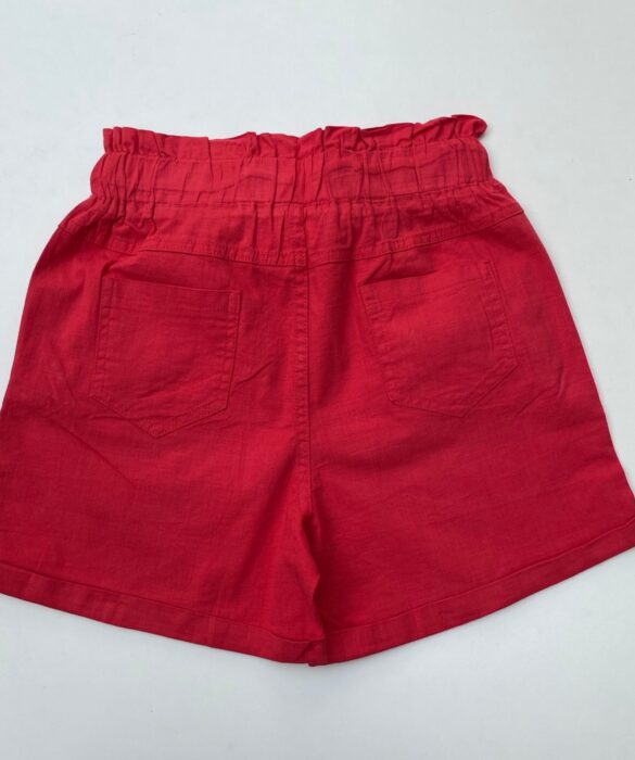 Short Feminino com Elástico na Cintura e Amarração e Botões Vermelho - Fernanda Ramos Store