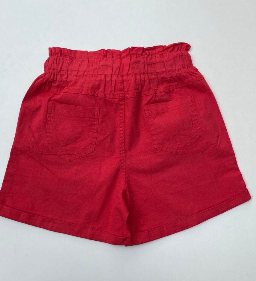 Short Feminino com Elástico na Cintura e Amarração e Botões Vermelho - Fernanda Ramos Store