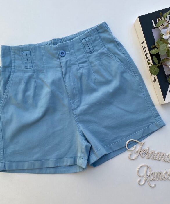 fernandaramosstore com br short feminino sarja com detalhe em pregas azul bebe