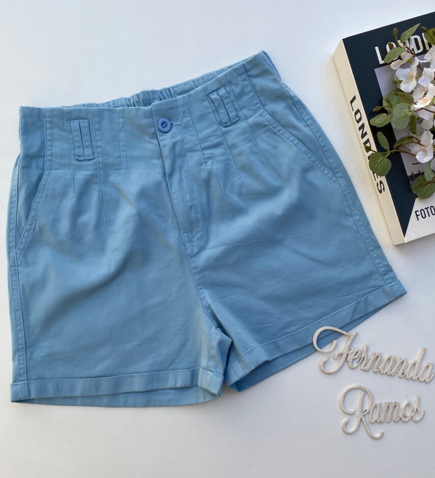 fernandaramosstore com br short feminino sarja com detalhe em pregas azul bebe