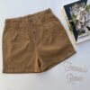 fernandaramosstore com br short feminino sarja com detalhe em pregas caqui escuro