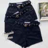 Short Jeans Feminino com Cinto Metal Preto 0178 Fernanda Ramos Store