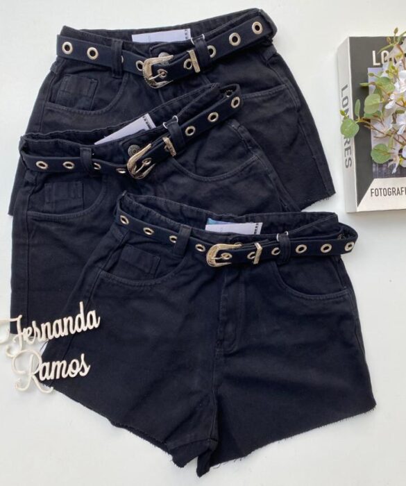 fernandaramosstore com br short jeans feminino com cinto metal preto 0178 3