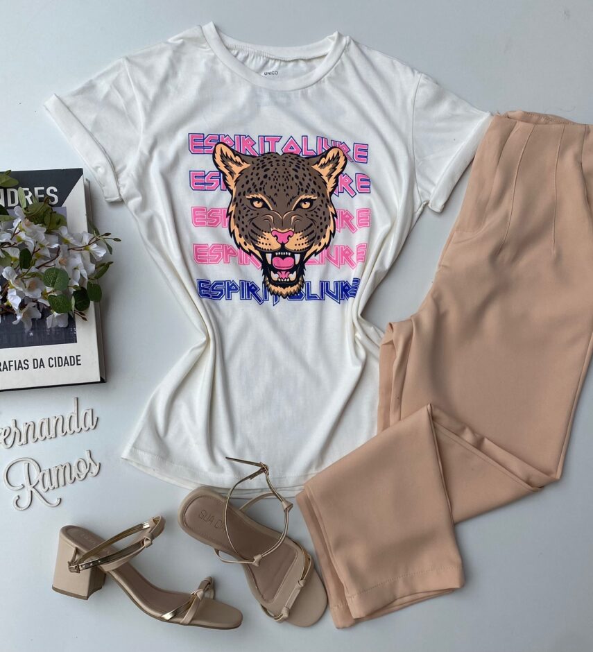 t shirt manga curta off white estampa leopardo fernanda ramos store