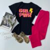 T-shirt Manga Curta Preta Estampa Grl Pwr fernanda ramos store